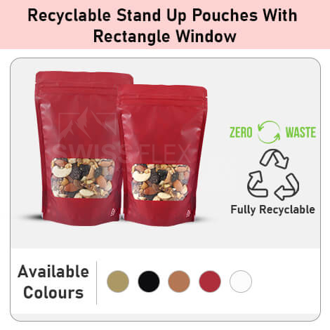 Recyclable Stand Up Pouches With Rectangle Window 